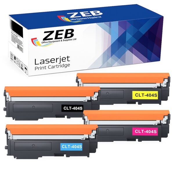 4X ZEB Compatible Toner Cartridge Set for Samsung CLT-404S C430W, C480W, C480FW, C480FN – Black, Cyan, Magenta, Yellow