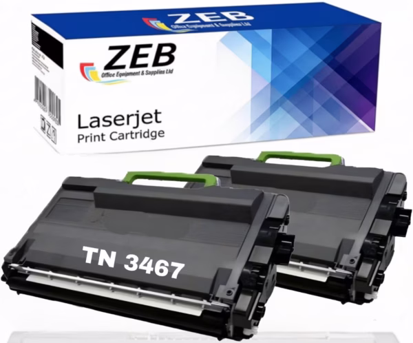 2X ZEB Compatible Toner Cartridge Pack for Brother TN3417 – Black Toner (Yield: 3,000 Pages Each)