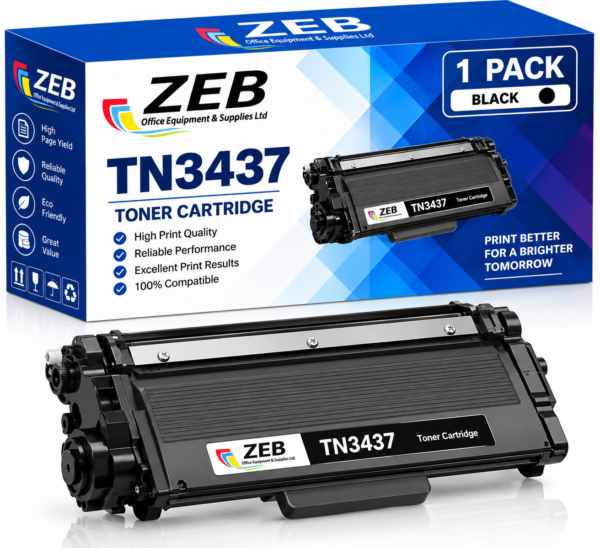 ZEB Compatible Toner Cartridge For Brother TN-3437 | High-Yield Black Toner (8,000 Pages) | Compatible with Brother HL-L5200DW