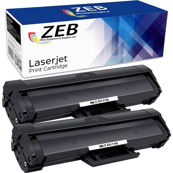 2X ZEB Compatible Toner for Samsung MLT-D111S Xpress SL-M2020, M2022, M2070 – Black (Value Pack)