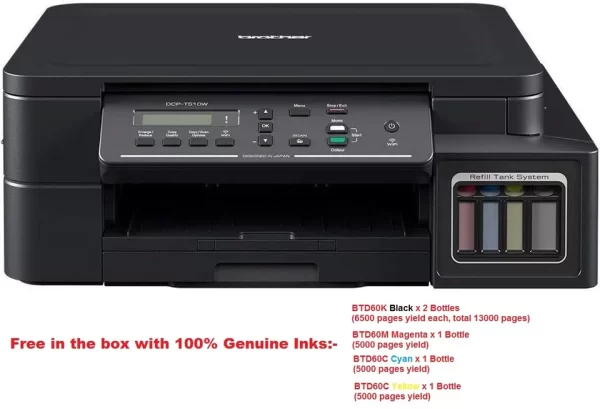 Brother DCP-T510W Color InkTank System Refill Multifunction Printer with Wi-Fi (USED)