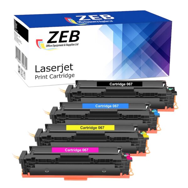 4X ZEB Compatible Toner Cartridge Set For Canon 067 | i-SENSYS LBP631CW, LBP633Cw, MF651Cdw, MF655Cdw, MF657Cdw (Black, Cyan, Magenta, Yellow)