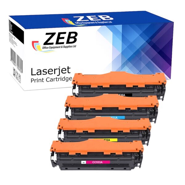 4X ZEB Compatible Toner Cartridge Set For HP 304A | CC530A, CC531A, CC532A, CC533A | Color LaserJet CM2320, CP2020, CP2025