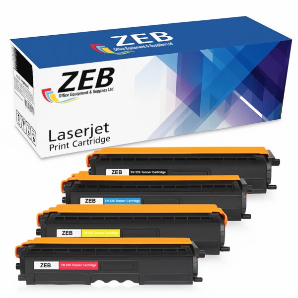 4X ZEB Compatible Toner Cartridge Set for Brother TN336 / TN326 – High-Yield Black, Cyan, Magenta, Yellow