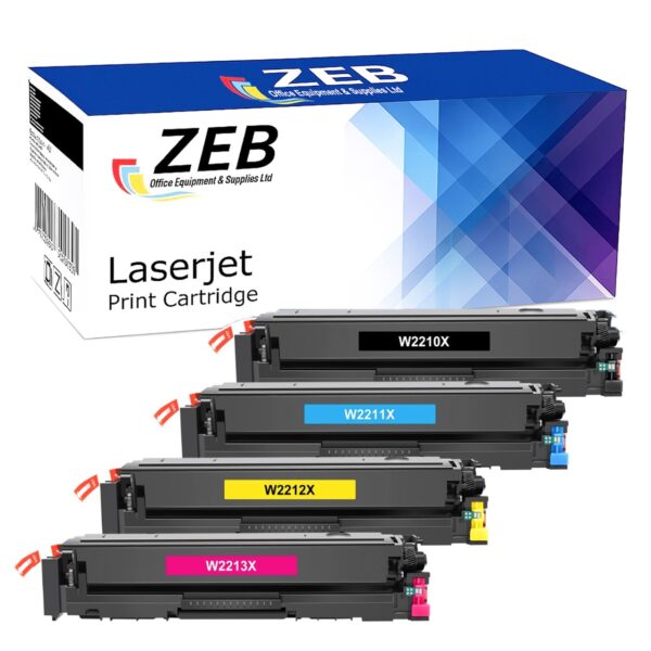 4X ZEB Compatible Toner Cartridge Set for HP 207X (W2210X/W2211X/W2212X/W2213X) – High-Yield with Chip (Black, Cyan, Magenta, Yellow)