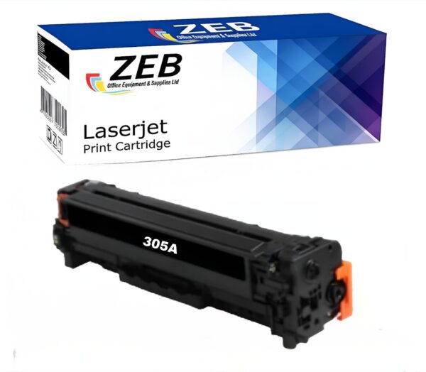ZEB Black Compatible Toner Cartridge for HP 305A CE410A – Works with LaserJet Pro 300 & 400 Color Series