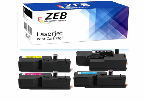 4X ZEB Compatible Toner Cartridge Set For Dell 1250c, 1350cnw, 1355cn/1355cnw, C1760nw, C1765nf, C1765nfw – Black, Cyan, Yellow, Magenta