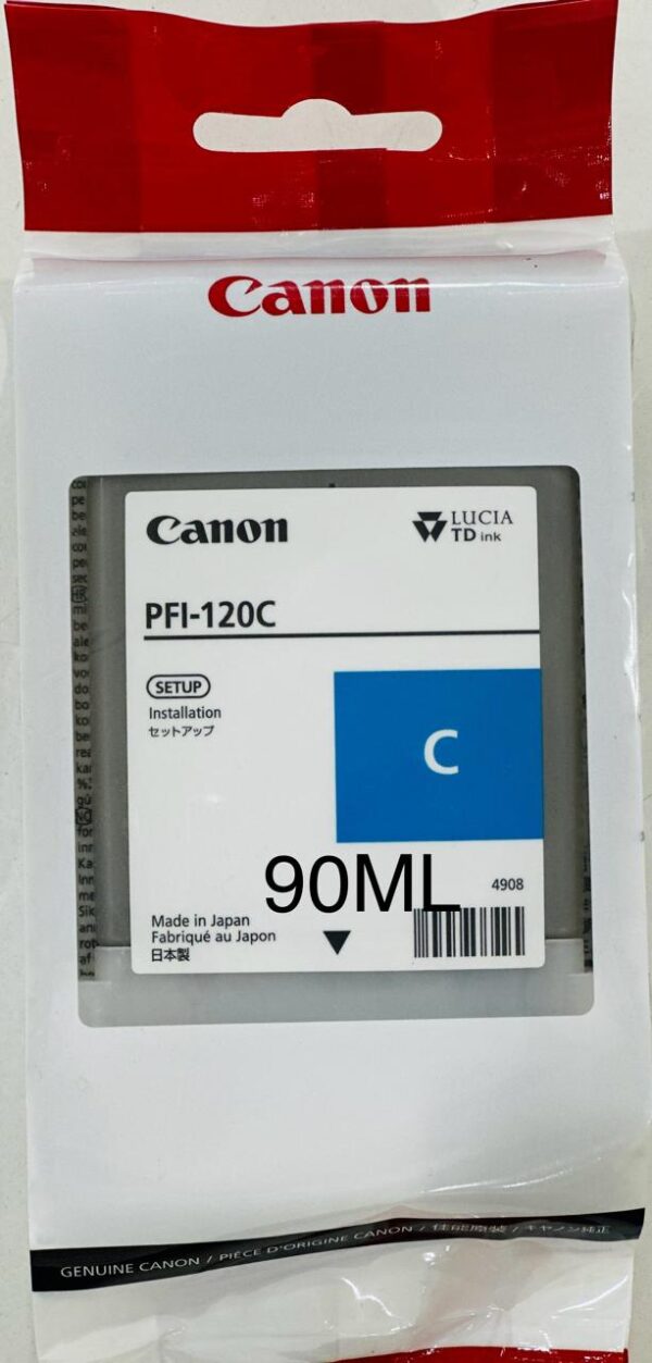 Original Canon Ink Cartridge PFI-120C Cyan 90ML TM-200 TM-205 TM-300 TM-350 (2886C001AA)