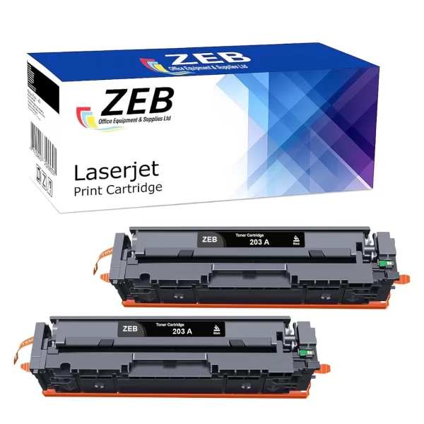 2X ZEB Compatible Black Toner Cartridge For HP 203A CF540A – Works With LaserJet Pro M254nw, M254dw, M280nw, M281 Series (Inc VAT)
