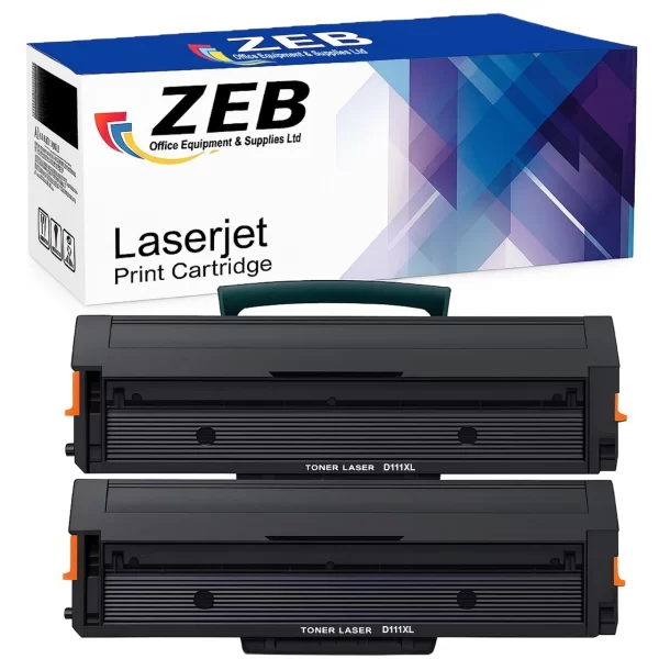 2X ZEB Black Compatible Toner Cartridge for Samsung MLT-D111S/XL – Works with Xpress SL-M2020, M2022W, M2026W, M2070 (Inc VAT)