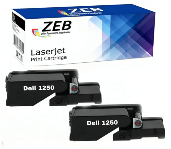 2X ZEB Black Compatible Toner Cartridge for Dell 1250c, 1350cnw, 1355cn, C1760, C1765 (Inc VAT)