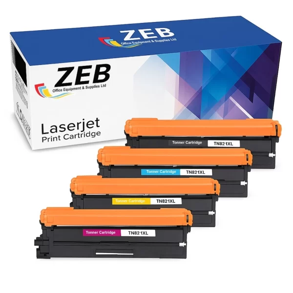 4X ZEB Compatible Toner Cartridge Set For Brother TN821XL – Works With HL-L9430, HL-L9470CDN, MFC-L9630, MFC-L9670CDN