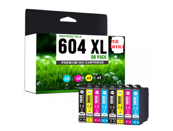 ZEB 604XL 8 Pack High Yield Epson Printer 604 XL Replacement Ink Cartridge