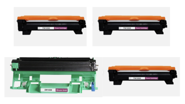 ZEB 3-TN1050 Toners & 1-DR1050 Drum Fits For Brother HL-1110 DCP-1612W DCP-1610W LOT