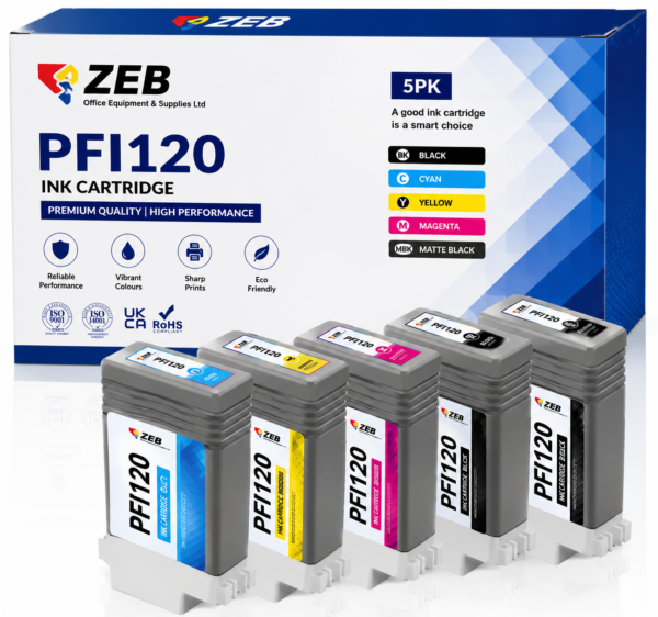 PFI-120 Ink Cartridge Replacement for Canon PFI120, 5 Pack(130ml) (Copy)