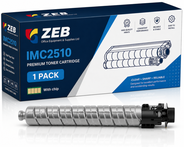 ZEB IMC2510 Compatible for Ricoh Toner Cartridges with Chip IM C2010 A IM C2510 Printers, High Yield Value Pack (Black)