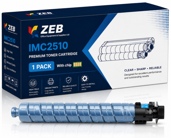 ZEB IMC2510 Compatible for Ricoh Toner Cartridges with Chip IM C2010 A IM C2510 Printers, High Yield Value Pack (Cyan)