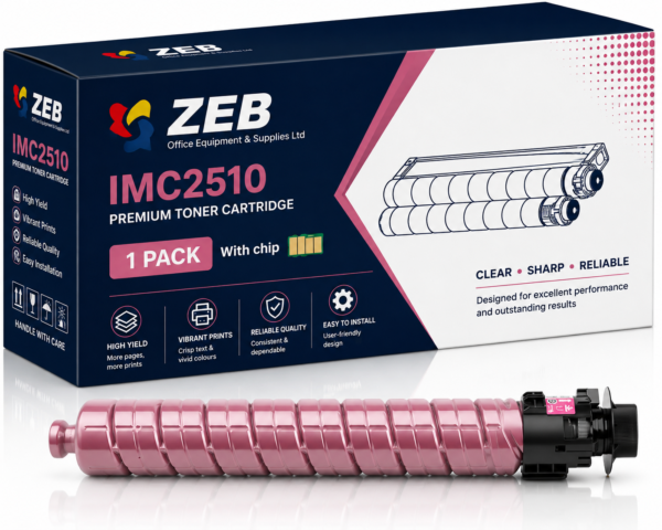 ZEB IMC2510 Compatible for Ricoh Toner Cartridges with Chip IM C2010 A IM C2510 Printers, High Yield Value Pack (Magenta)