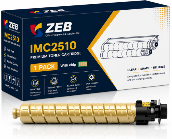 ZEB IMC2510 Compatible for Ricoh Toner Cartridges with Chip IM C2010 A IM C2510 Printers, High Yield Value Pack (Yellow)