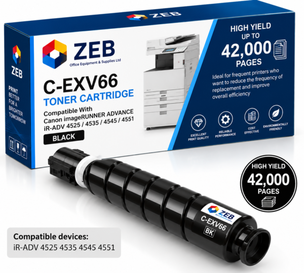 C-EXV53 Toner Cartridge Compatible for Canon iR-ADV 4525 4535 4545 4551 Printers, With Chip, 42000 Pages, Vibrant Colours